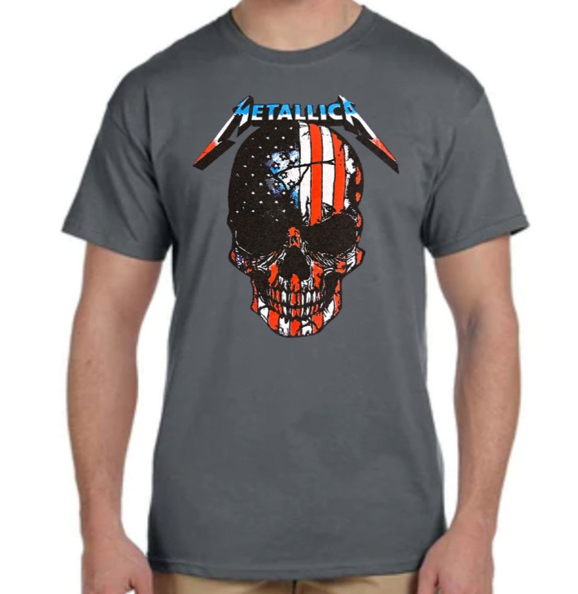 METALLICA AMERICAN SKULL PUNK ROCK Black T Shirt gallery