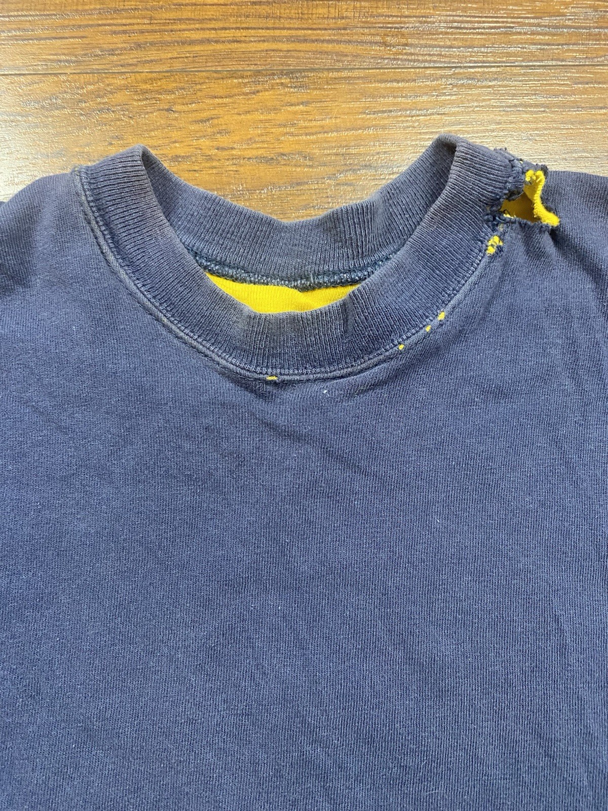 Vtg 80s Russell Reversible Shirt Navy/yellow Size XL Adult Thrashed Grunge gallery