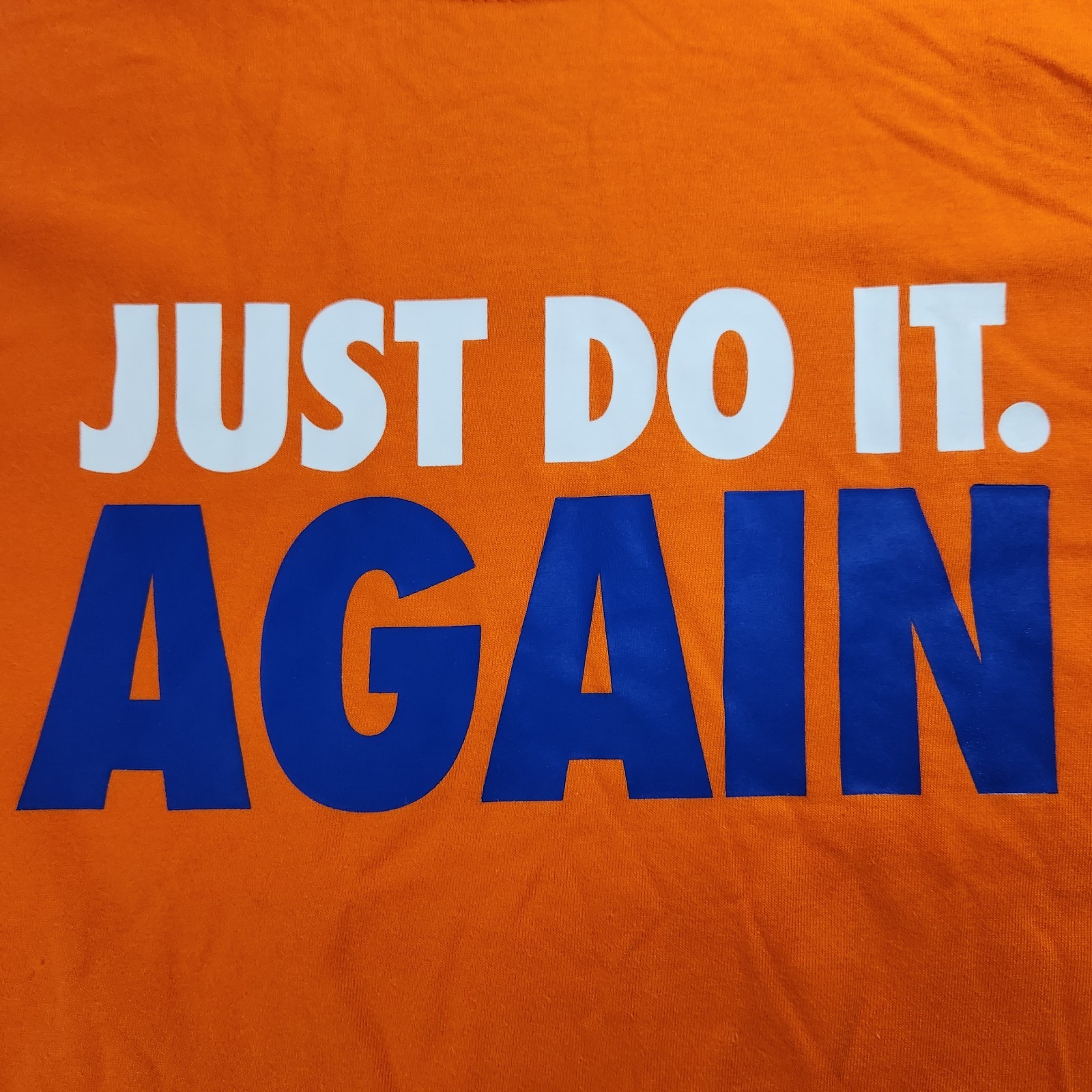 Nike Just Do It Again Men's XL Orange Long Sleeve Cotton T-Shirt Ribbed Cuffs gallery