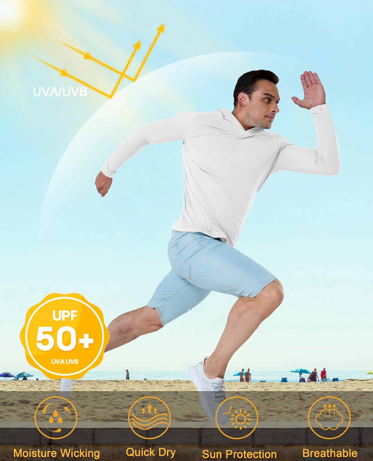 UPF50+ Men's Long Sleeve Sun Skin Protection T-Shirts Outdoor Fishing Hoodies gallery