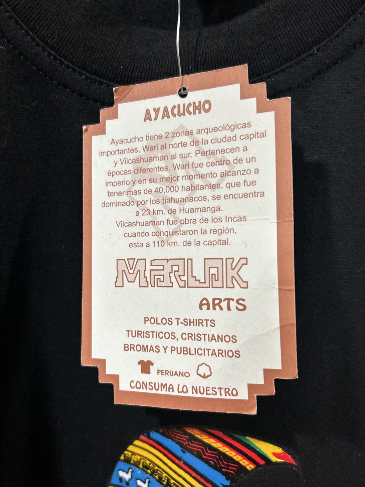 NEW Peru Marlok Arts Men’s T-Shirt Large Black Country Of Peru Souvenir NWT gallery