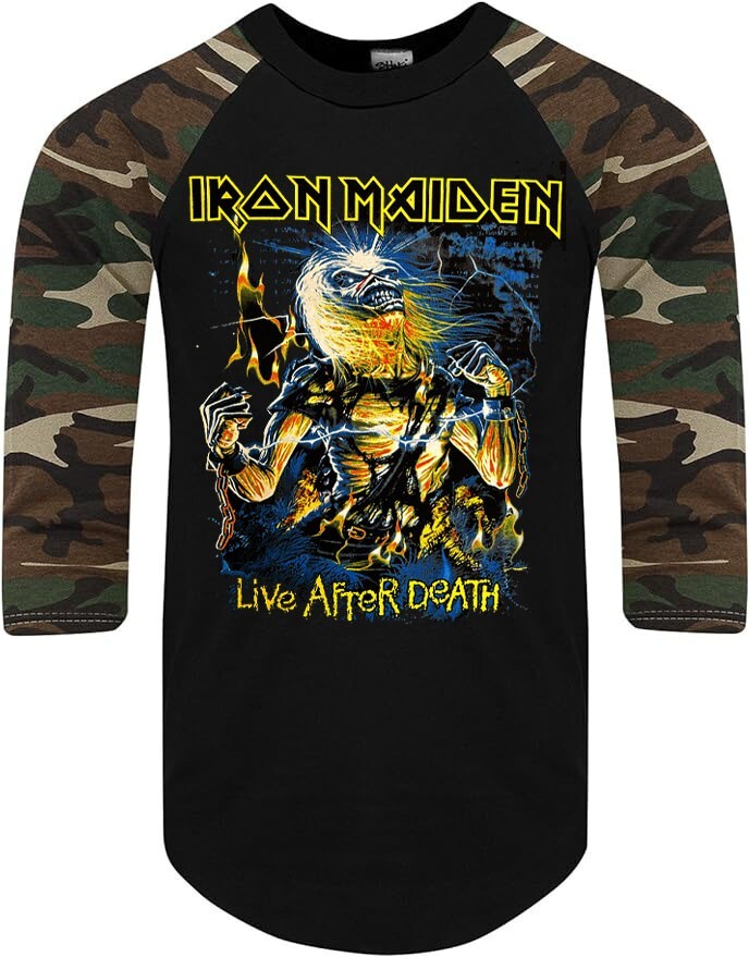 IRON MAIDEN LIVE AFTER DEATH PUNK ROCK SHIRT RAGLAN 3/4 SLEEVE B/W gallery