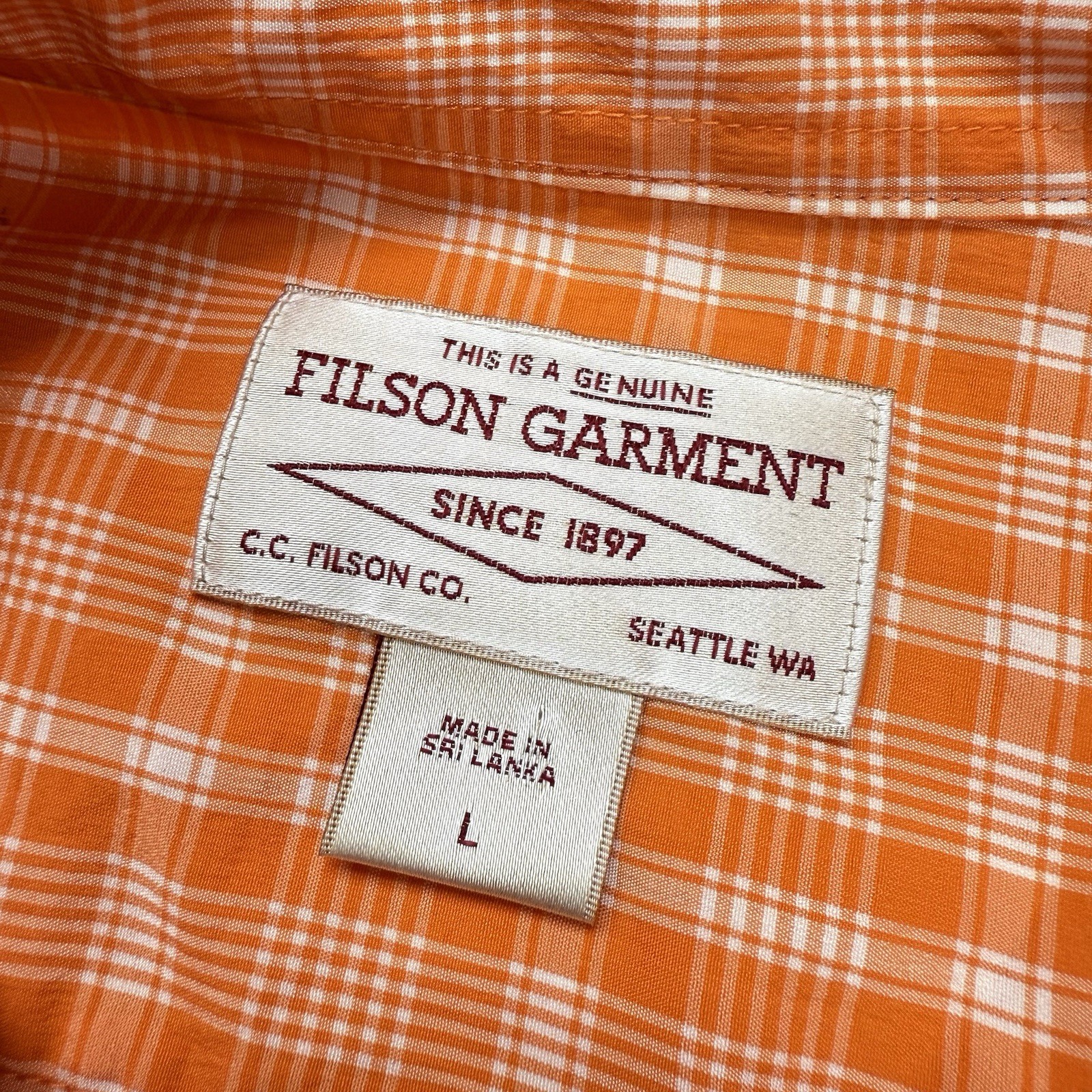 Filson Nylon Blend Ventilated Button Up Mens Long Sleeve Fishing Shirt L Orange gallery
