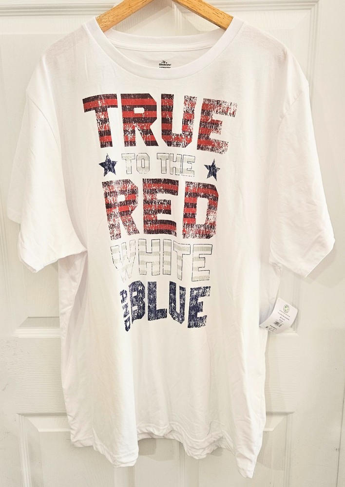 Men’s USA “True To Red White Blue” American Graphic Tee Size 3XL (54-56) New