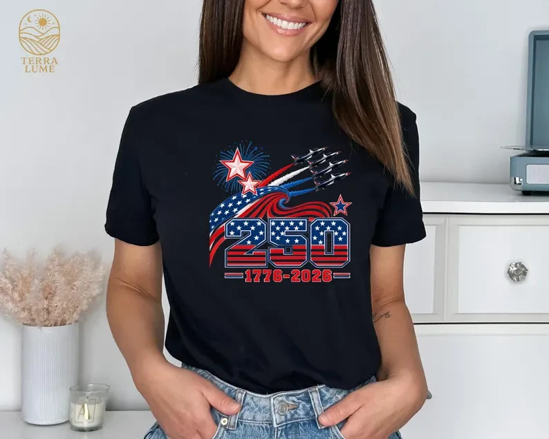 250th Anniversary T-Shirt, Independence Day Gift, Patriotic Jets T-Shirt (S-5XL) gallery