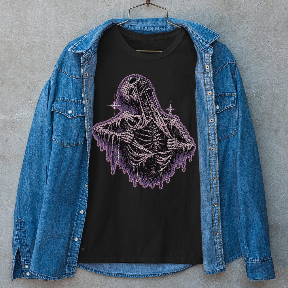 Retro Skeleton Ripping Rip Cage 90s Unisex T-shirt | Skull Lover Gifts for Men gallery