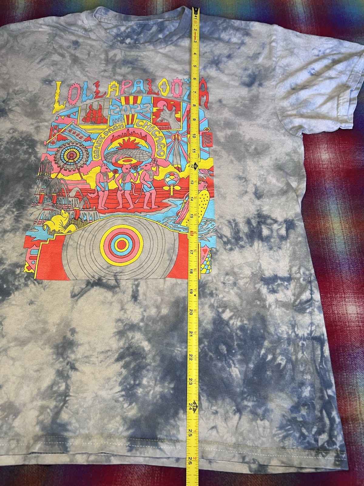 2023 Lollapalooza Chicago multicoloured tie-dye t-shirt Size Small gallery