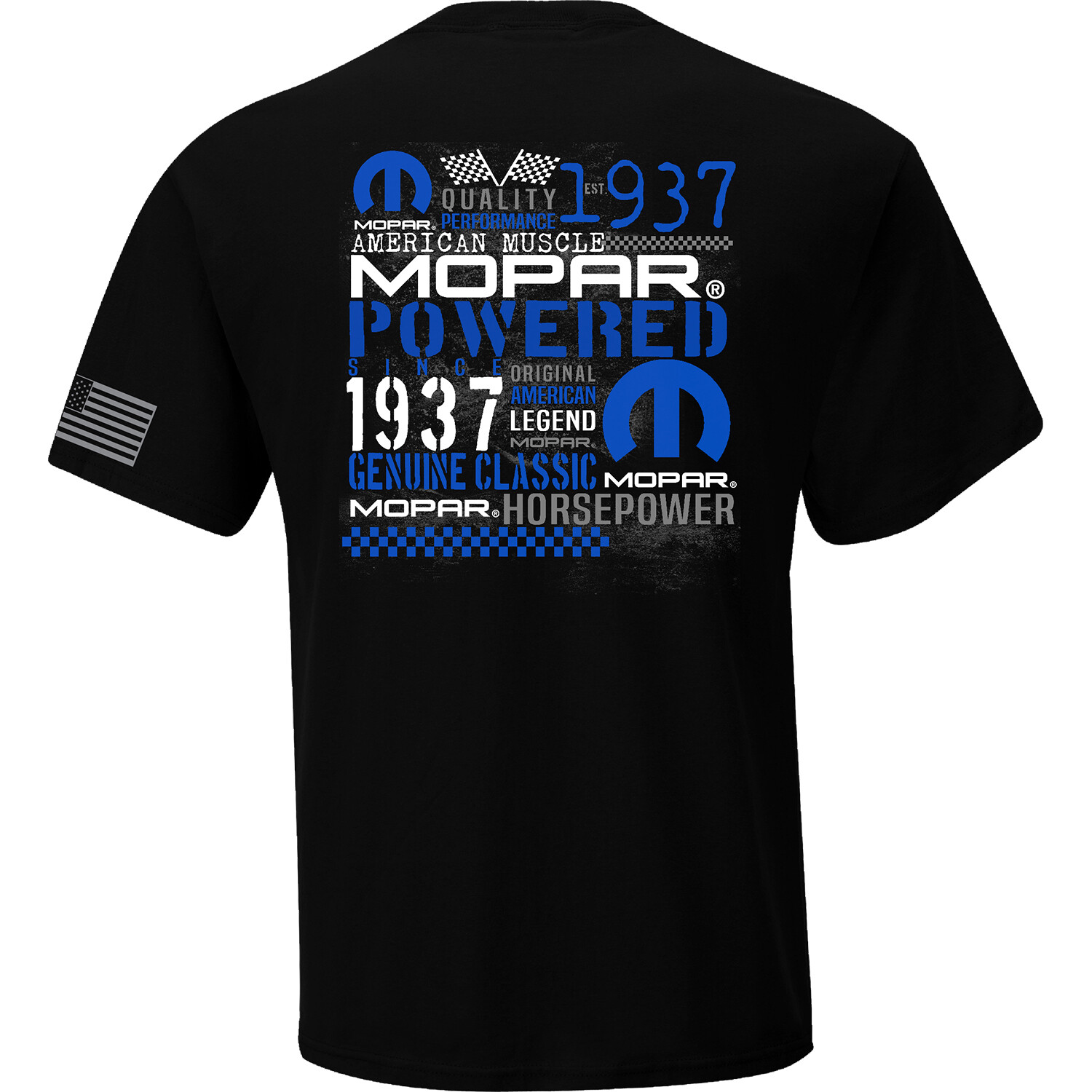 CHECKERED FLAG SPORTS MOPAR POWER 1937 USA MEN'S BLACK TEE SHIRT E1667 gallery