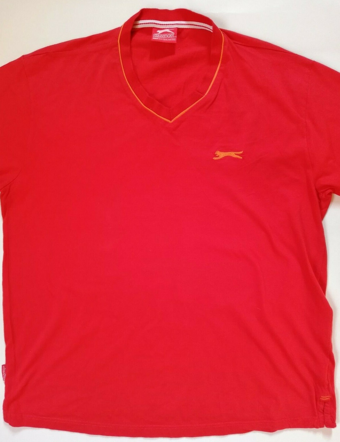 Slazenger T-Shirt Nice Men's Red Tee Size (XL) Short Sleeves V Neck Style Cotton gallery