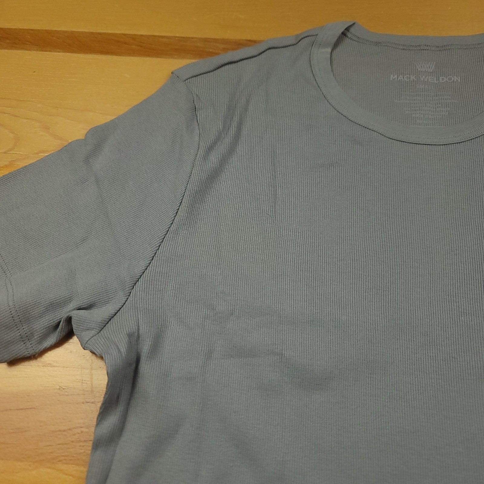 Mack Weldon Men's Ribbed Crew Neck T-Shirt Gray Short Sleeve Size Small gallery