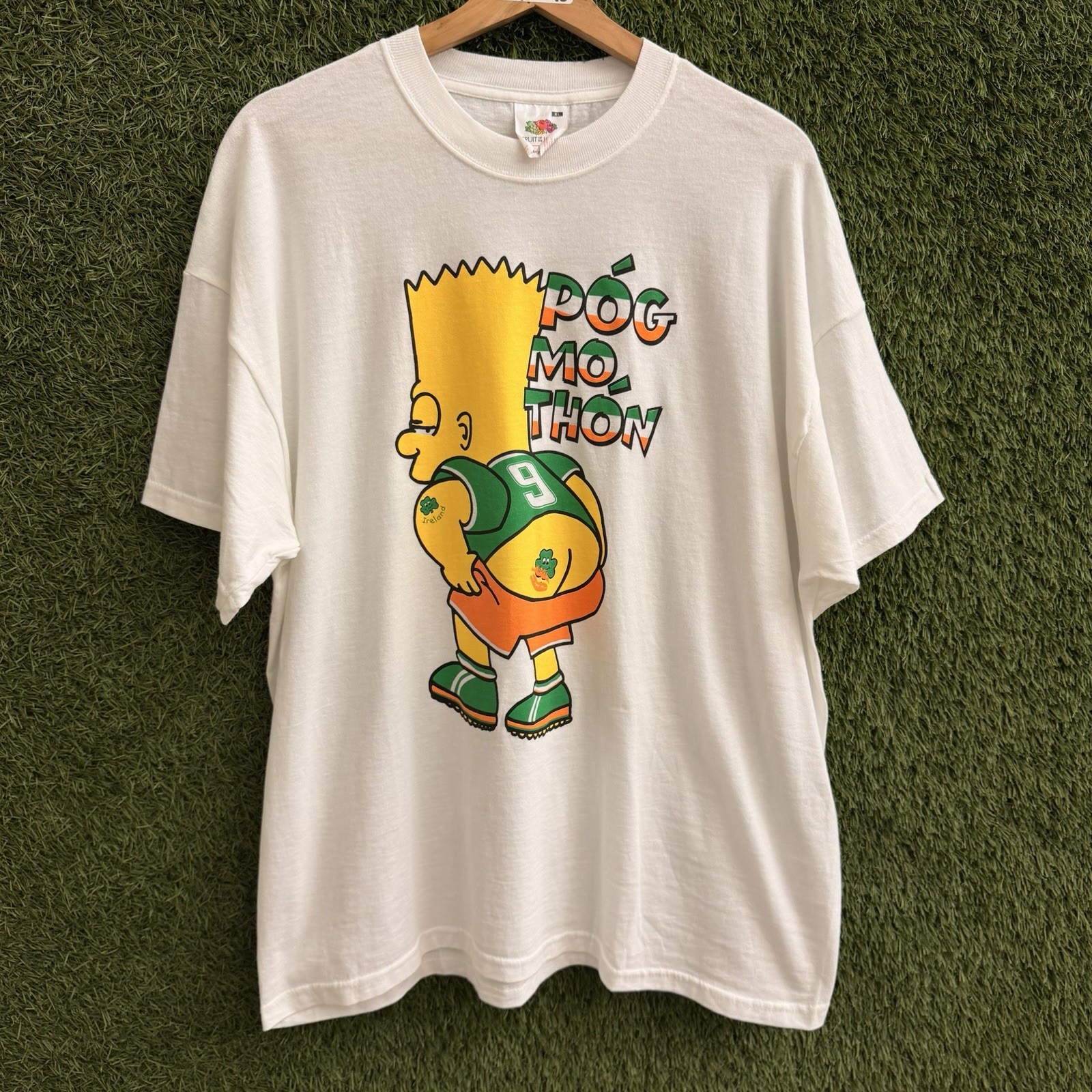 Vintage Bart Simpson Pog Mo Thon Kiss My Ass Ireland Soccer T-Shirt Mens XL 90s gallery