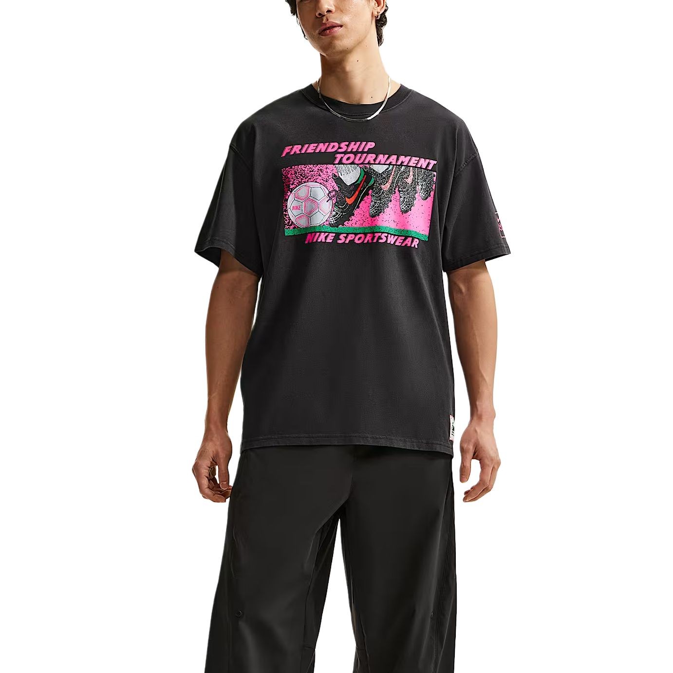 Nike Sportswear T Shirts Men's Gray Black Crew Neck Moderate IR5775-045 Size gallery