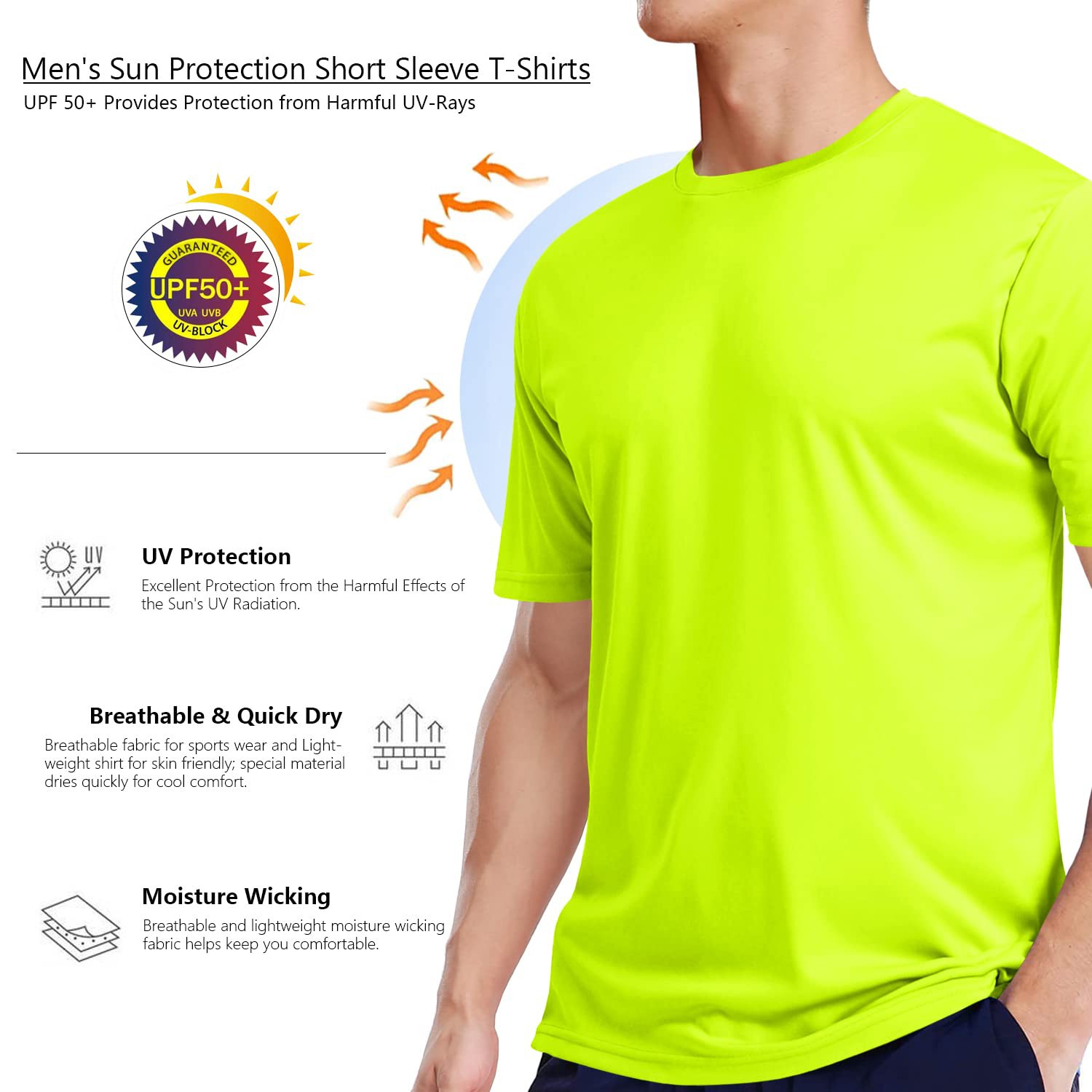Mens Short Sleeve UPF50+ T-Shirt Quick Dry Rash Guard Athletic Running Swim Top gallery
