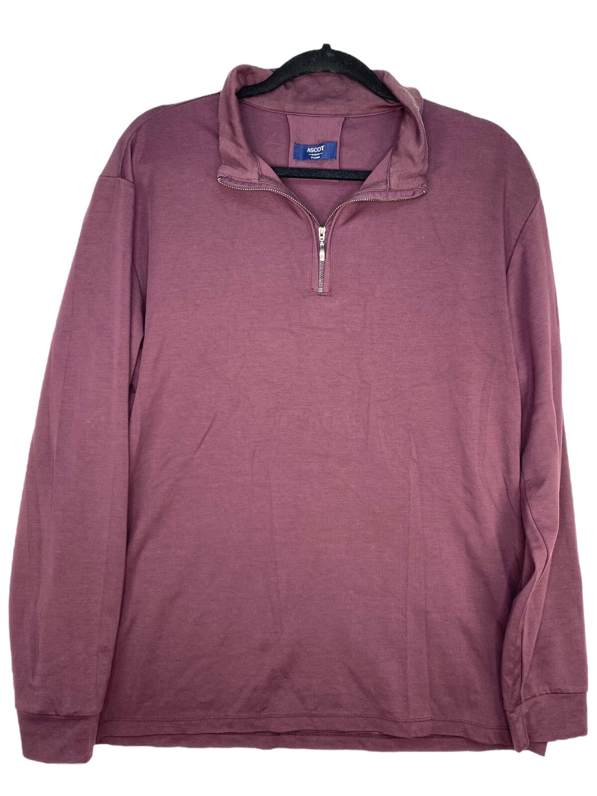 Ascot Long Sleeve 1/4 Zip Shirt XL Slim Fit Men's Maroon Pullover Lightweight gallery