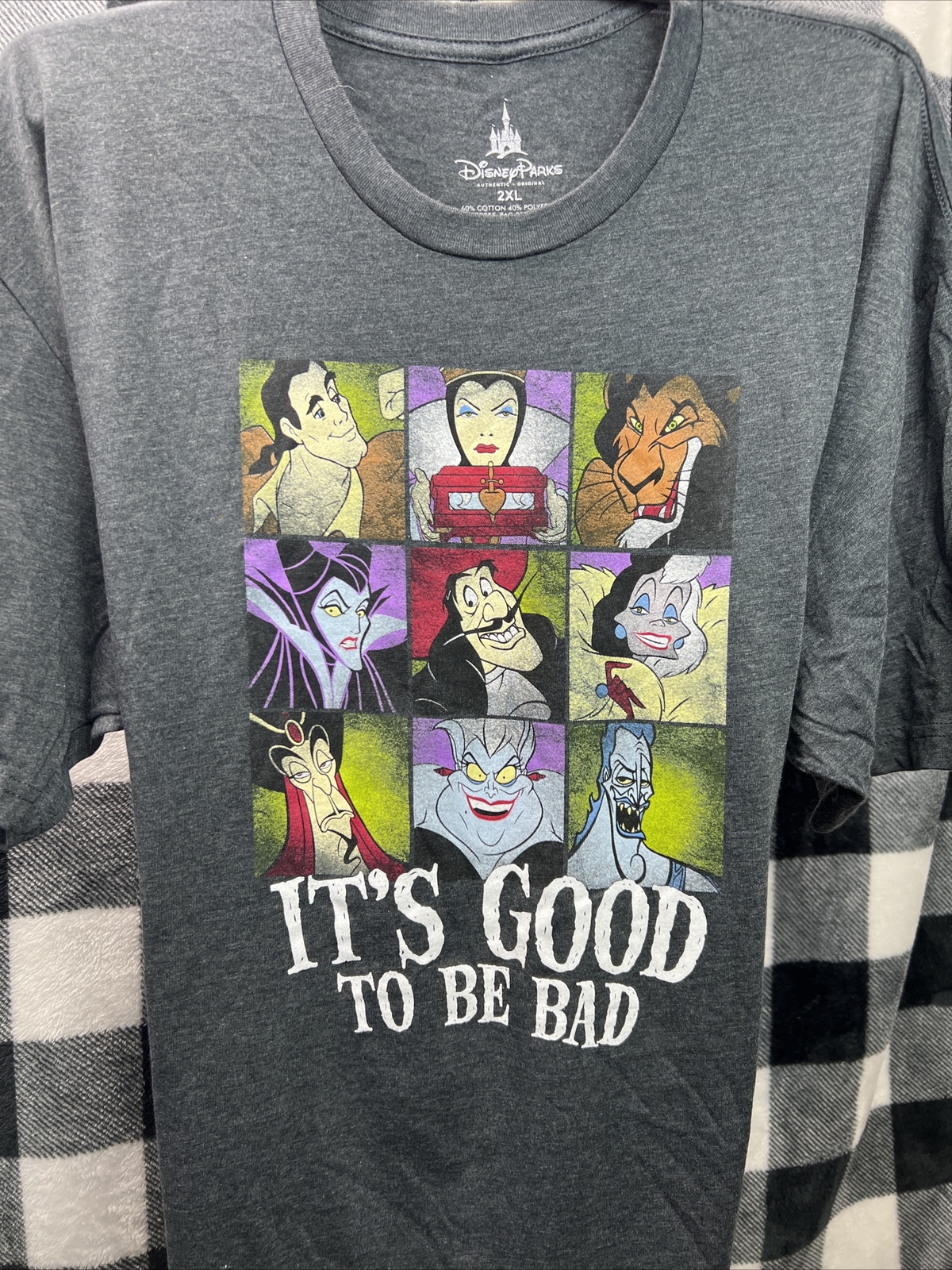Disney Parks Shirt Disney Villains "It's Good To Be Bad" Shirt New Soft Gray gallery