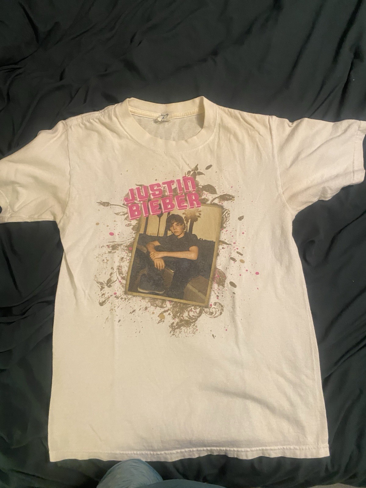Justin Bieber Headshot White Tee Shirt 100% Cotton