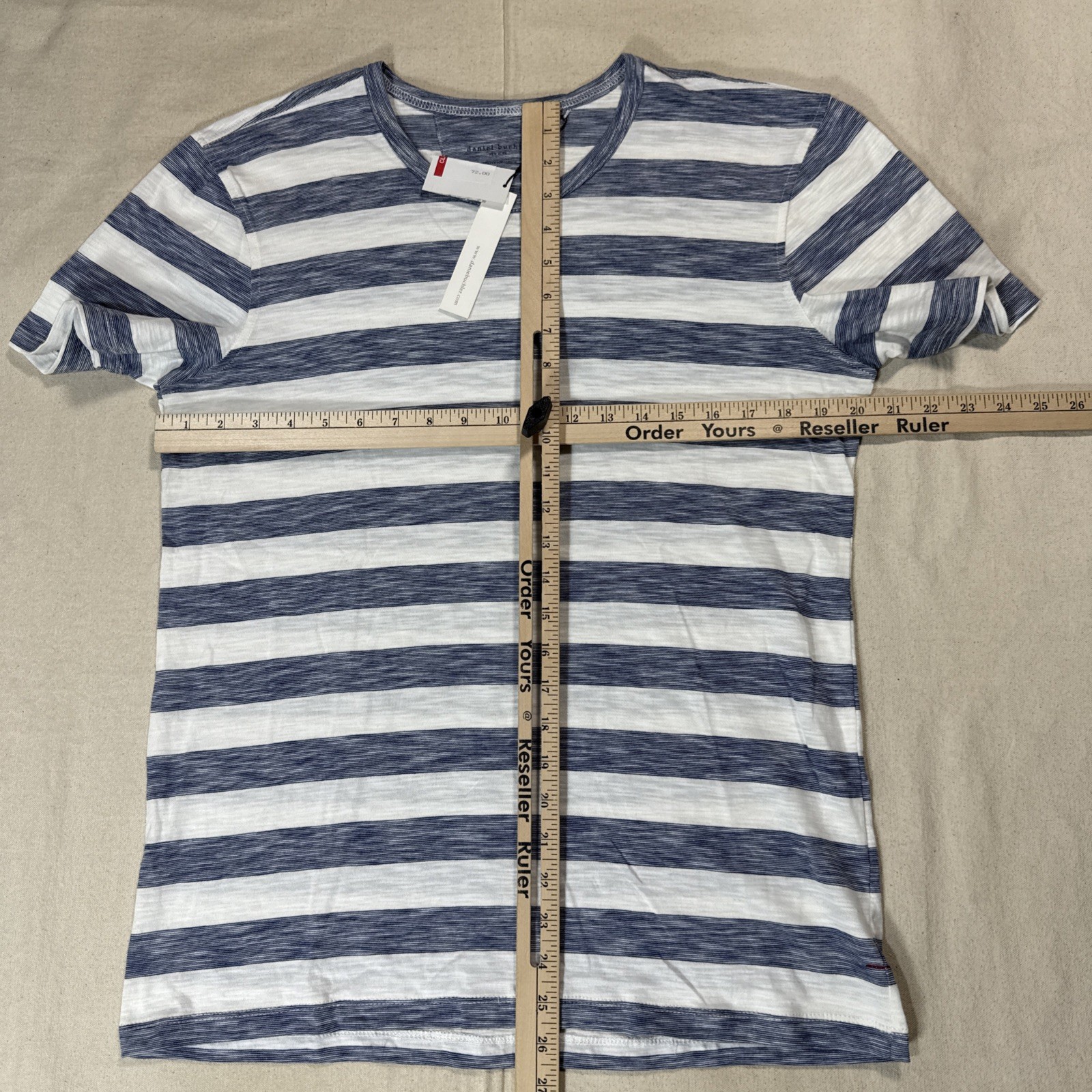 Daniel Buchler Shirt Mens M Blue White Striped Stretch Crew Neck Jersey Tee NWT gallery