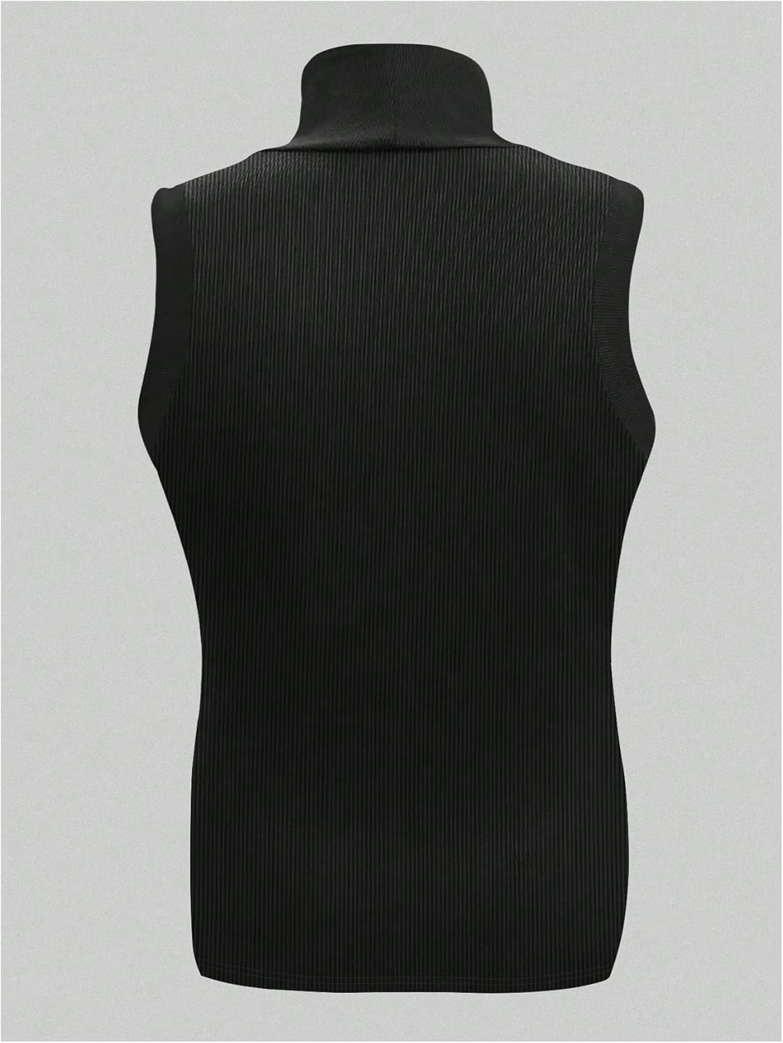 Men's Sleeveless Ribbed Knit Mock Turtleneck Muscle Fit Tank Top Pullover Shirt gallery