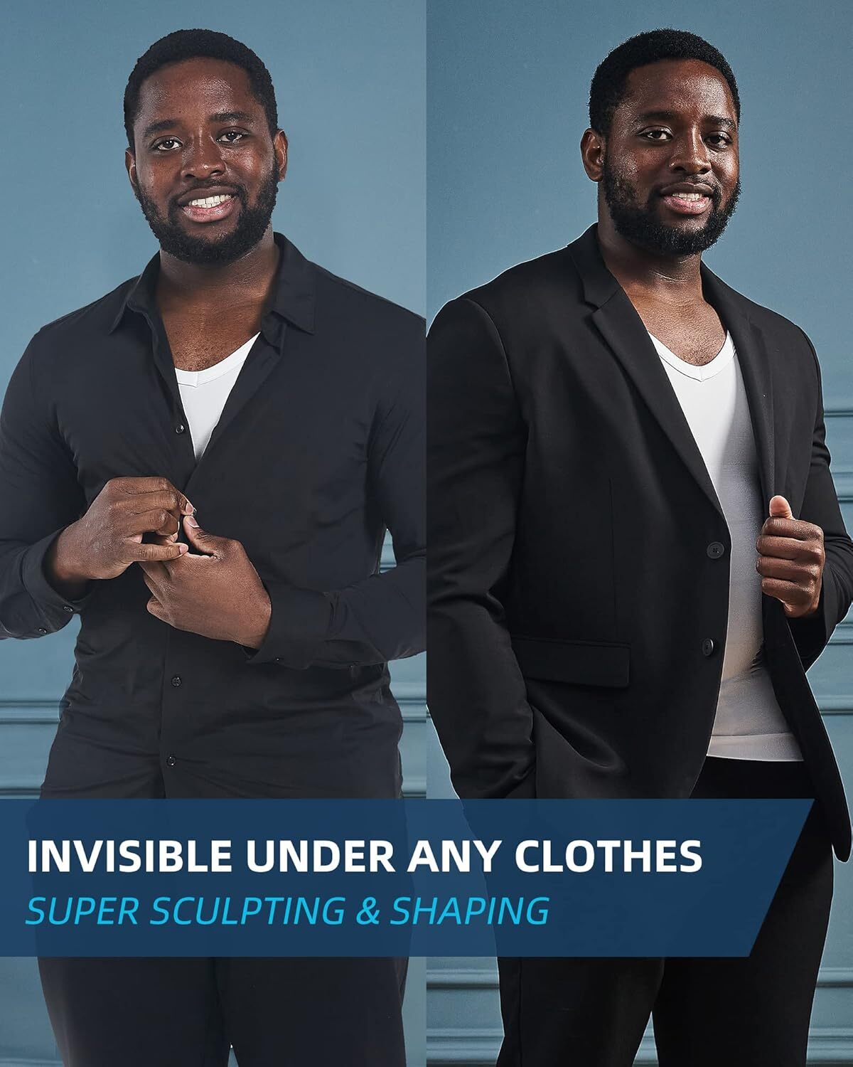 Men's Gynecomastia Undershirt V-Neck Chest Compression Shirts Slim Body Shaper gallery