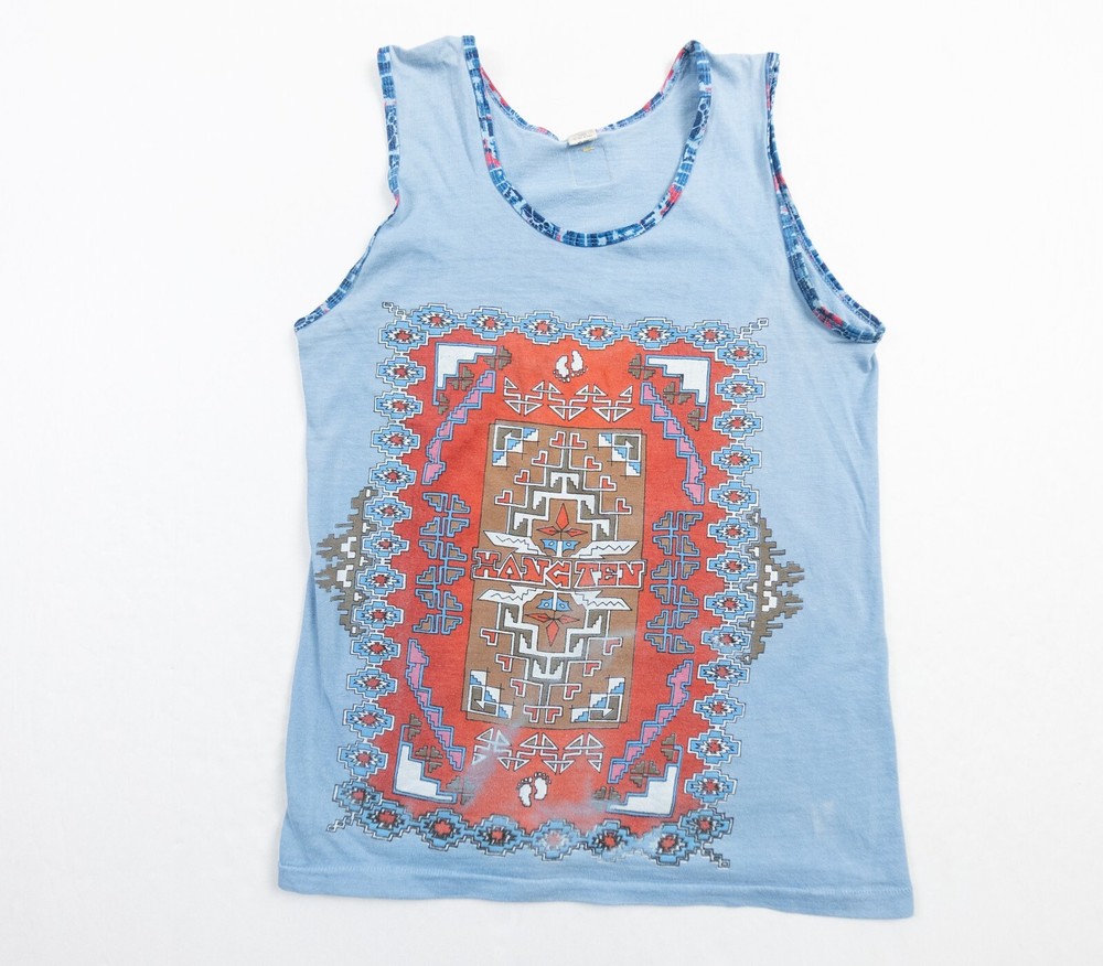 Vintage Hang Ten Shirt Mens Medium Blue Tank Top 70s Tee Southwestern Surf Brand