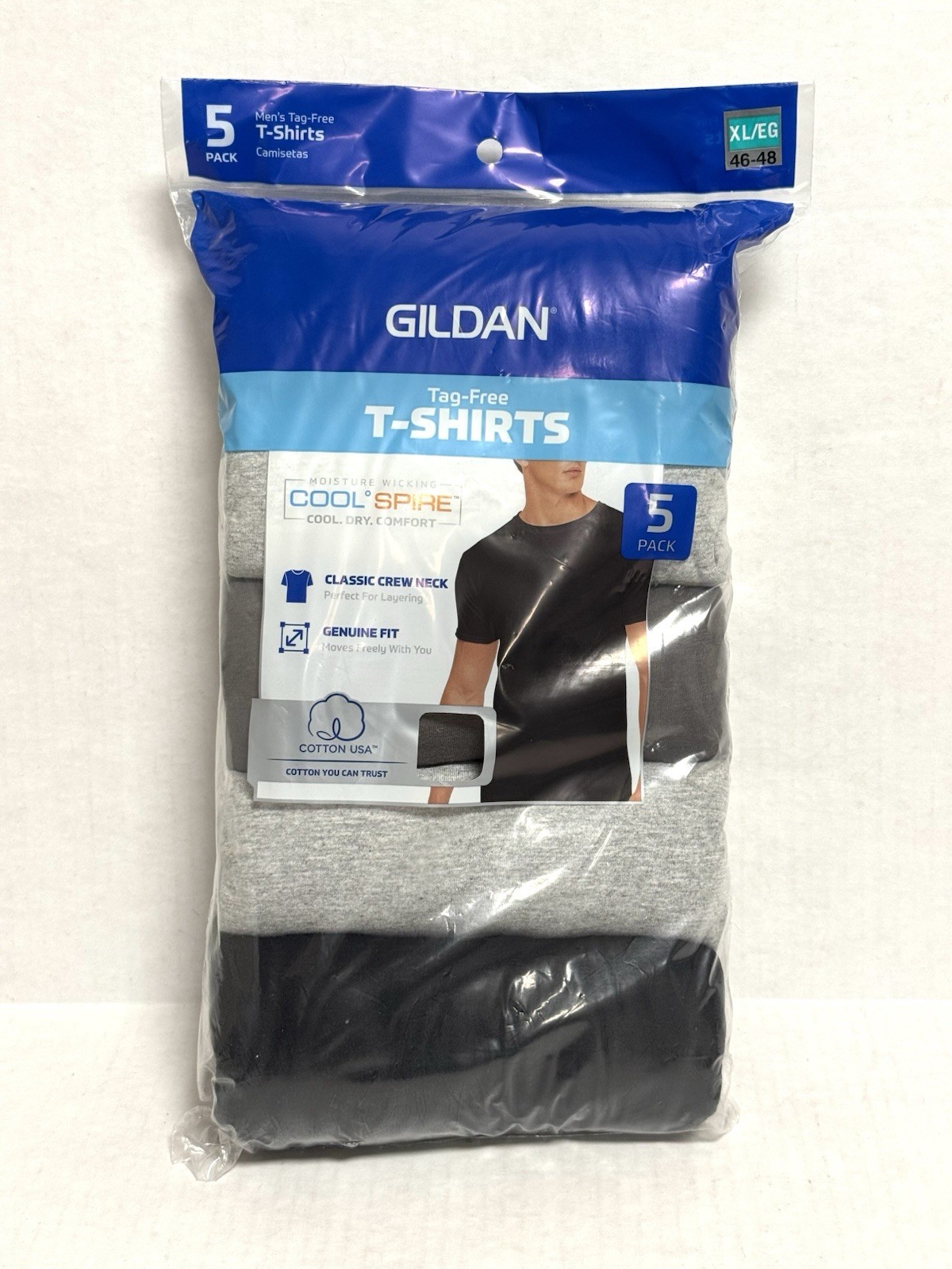 Gildan Men's Crew T-Shirts Multipack Style G1100 Assorted 5-Pack, X-Large 46-48 gallery