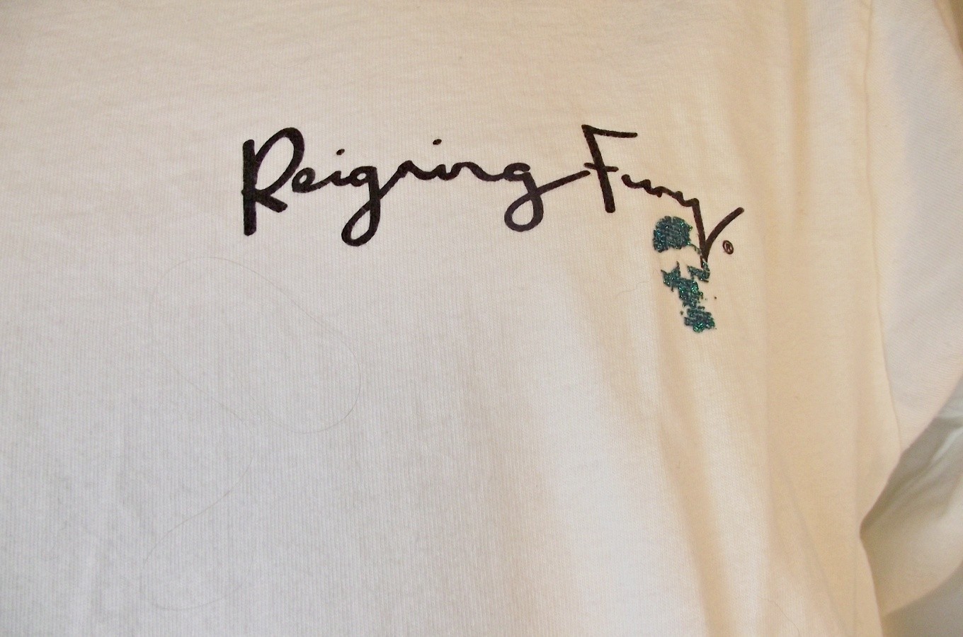 STREETWEAR Reigning Fury Mens Long Sleeve Tee White Glitter Skulls Branches Med gallery