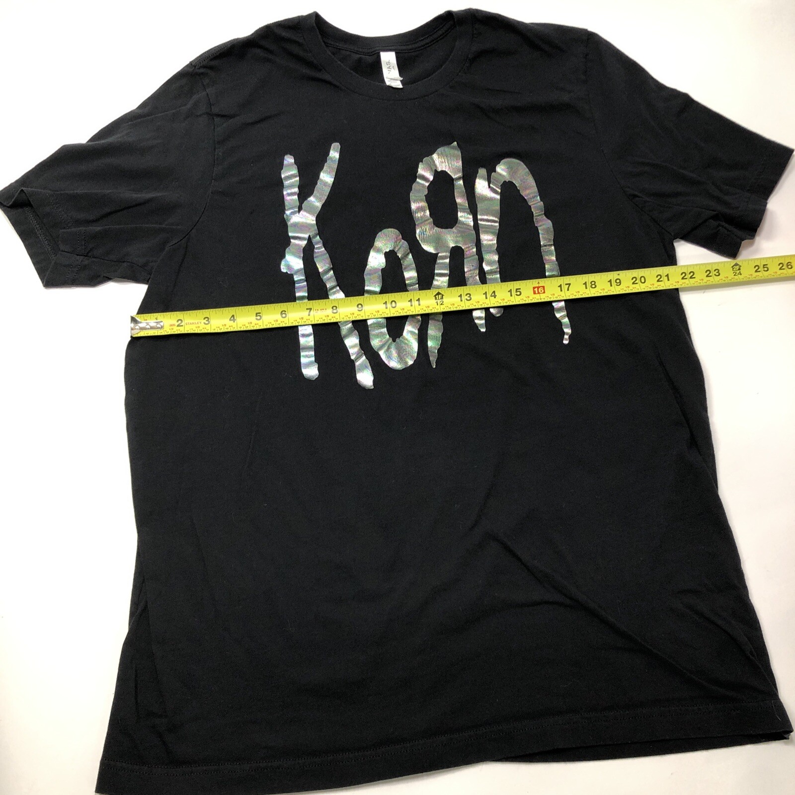 Korn Shiny Oil Slick Band Logo size 2XL XXL Black T Shirt gallery