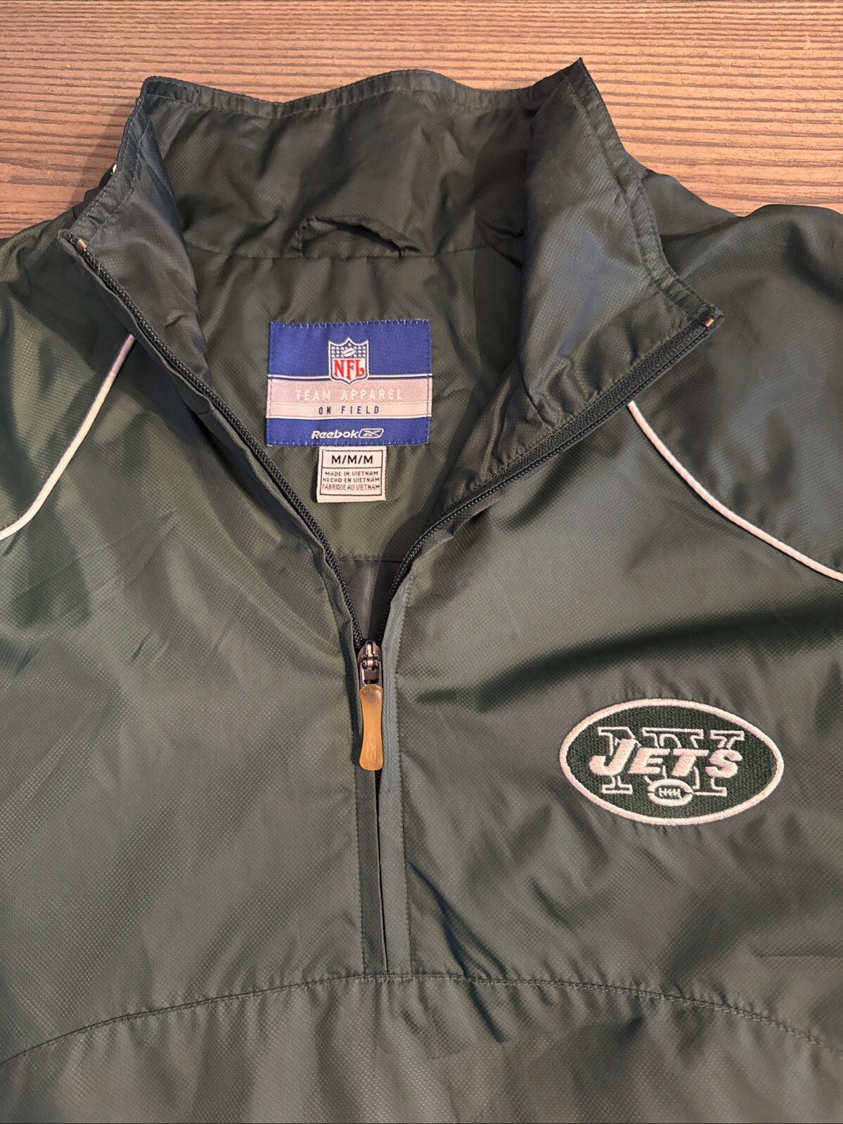 New York Jets Men’s 1/4 Zip Reebok Jacket Size Medium NFL Team Apparel
