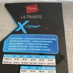 Hanes Ultimate X-Temp Thermal Crew Neck Long Sleeve Tagless Size Large Gray