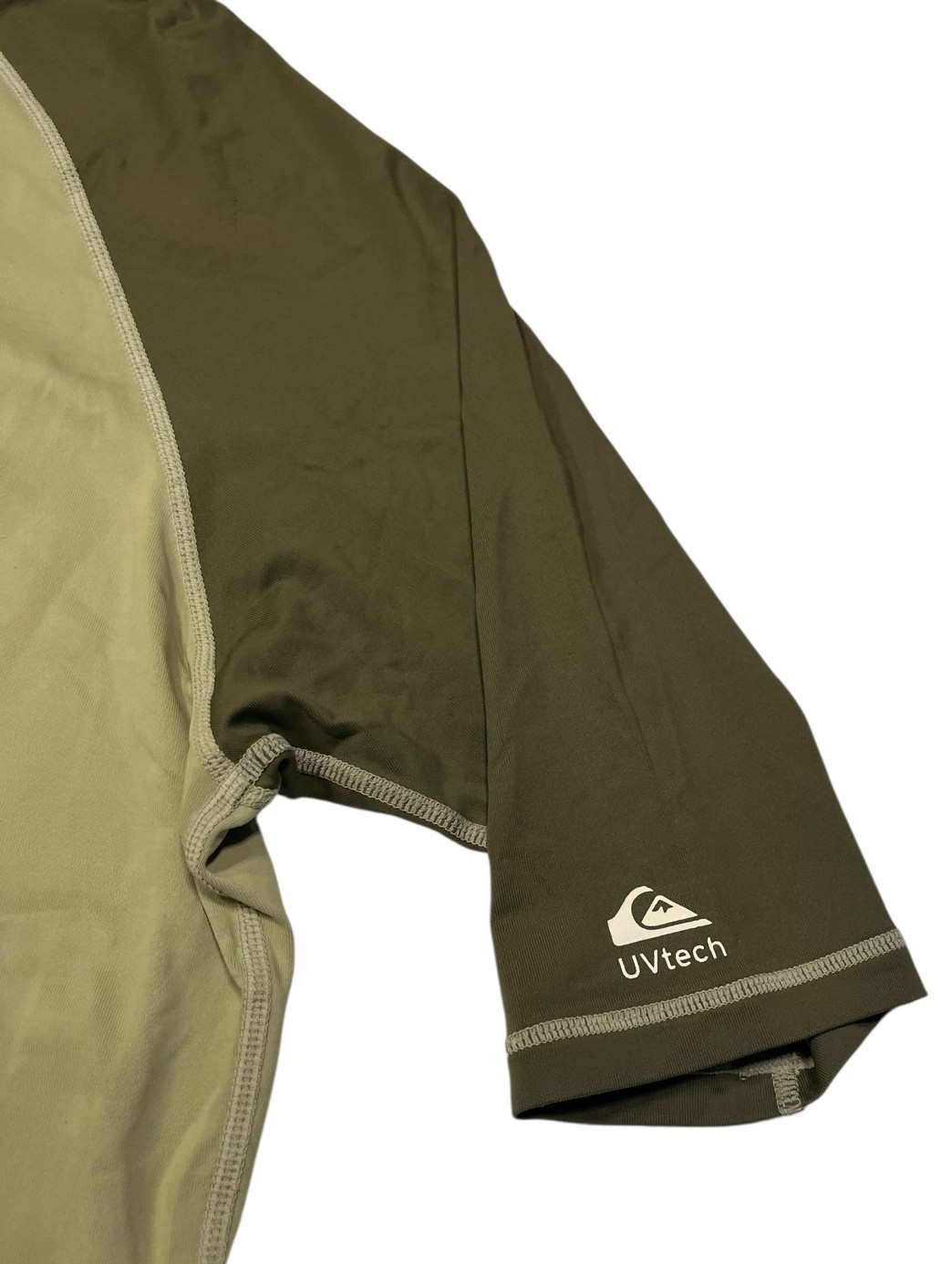 QUIKSILVER Brown Nylon/Spandex UV-TECH RASH GUARD Beach Surf Sun Gym Shirt Sz L gallery