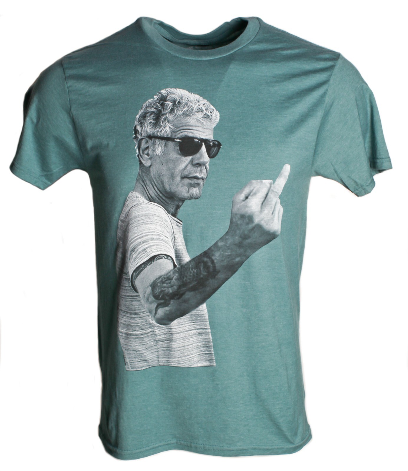 Men's Anthony Bourdain Middle Finger Graphic T-Shirt Heather Navy Blue gallery