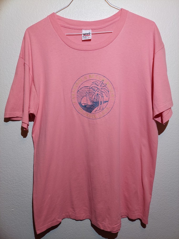 Vtg Anvil t-shirt XL Pre-shrunk Made In USA Carambola Beach Resort Single Stitch