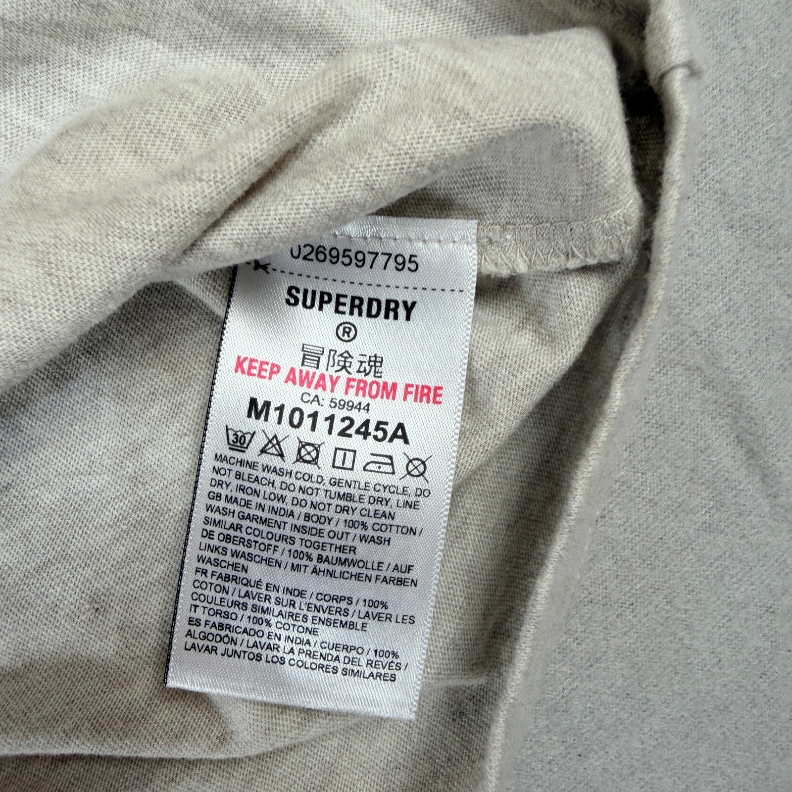 Superdry Mens Grey Marl Embroidered Logo Cotton Crew Neck Soft T-Shirt Sz L gallery