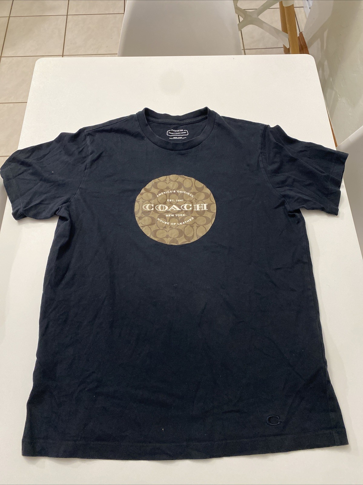 Coach Black T-Shirt Size Medium Mens House of Leather New York Logo Tee Shirt
