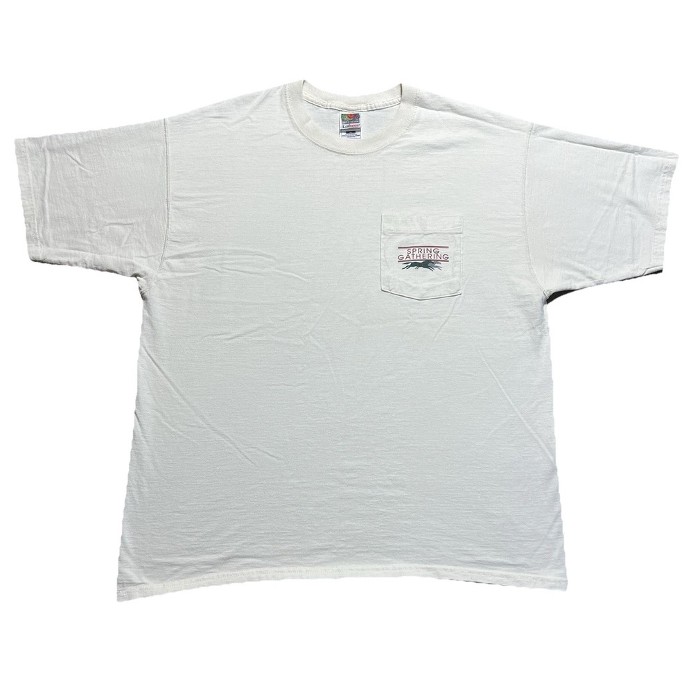 Vintage 90s Spring Gathering Pocket T Shirt XL Fruit Of The Loom USA Made Tee