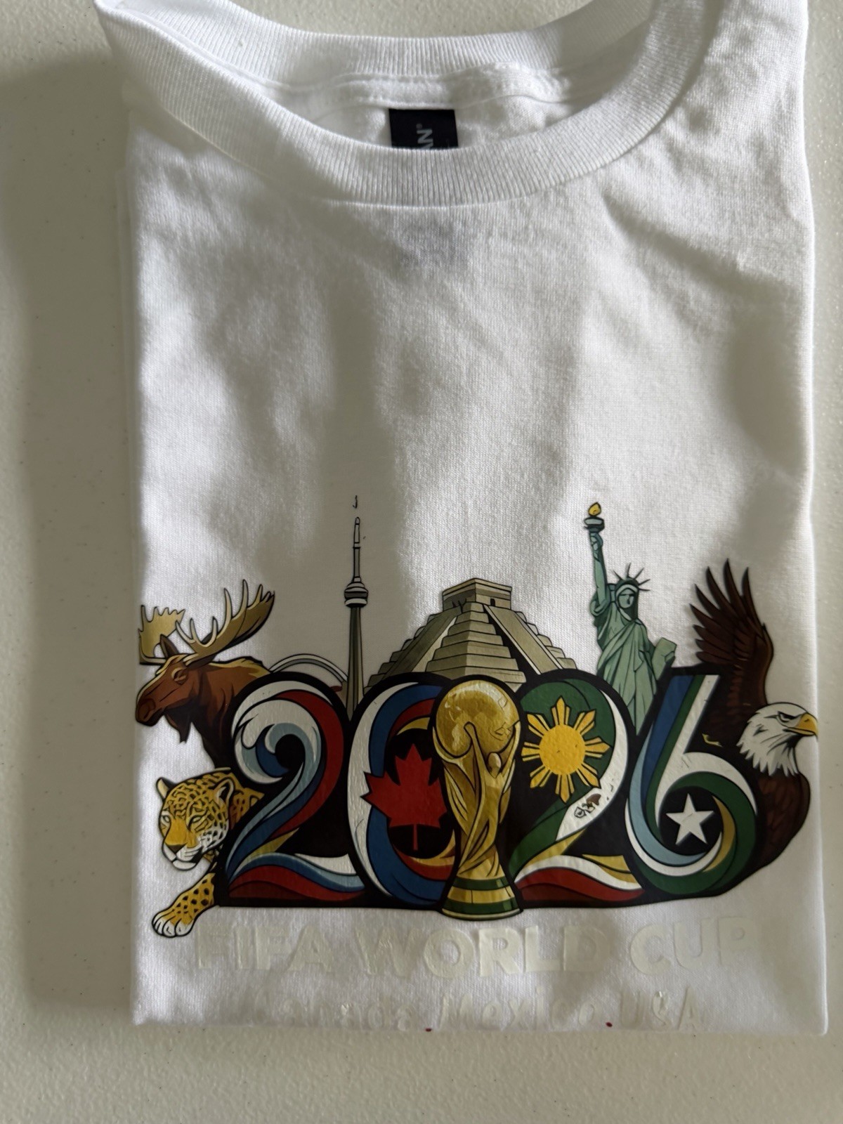 Men's White Cotton Knit Crew Neck Graphic Print T-Shirt Canada World Cup gallery