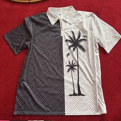 Gorgeous Miami Vice 100% Polyester 6 Inch Zipper T-Shirt Collar Palm T-Shirt
