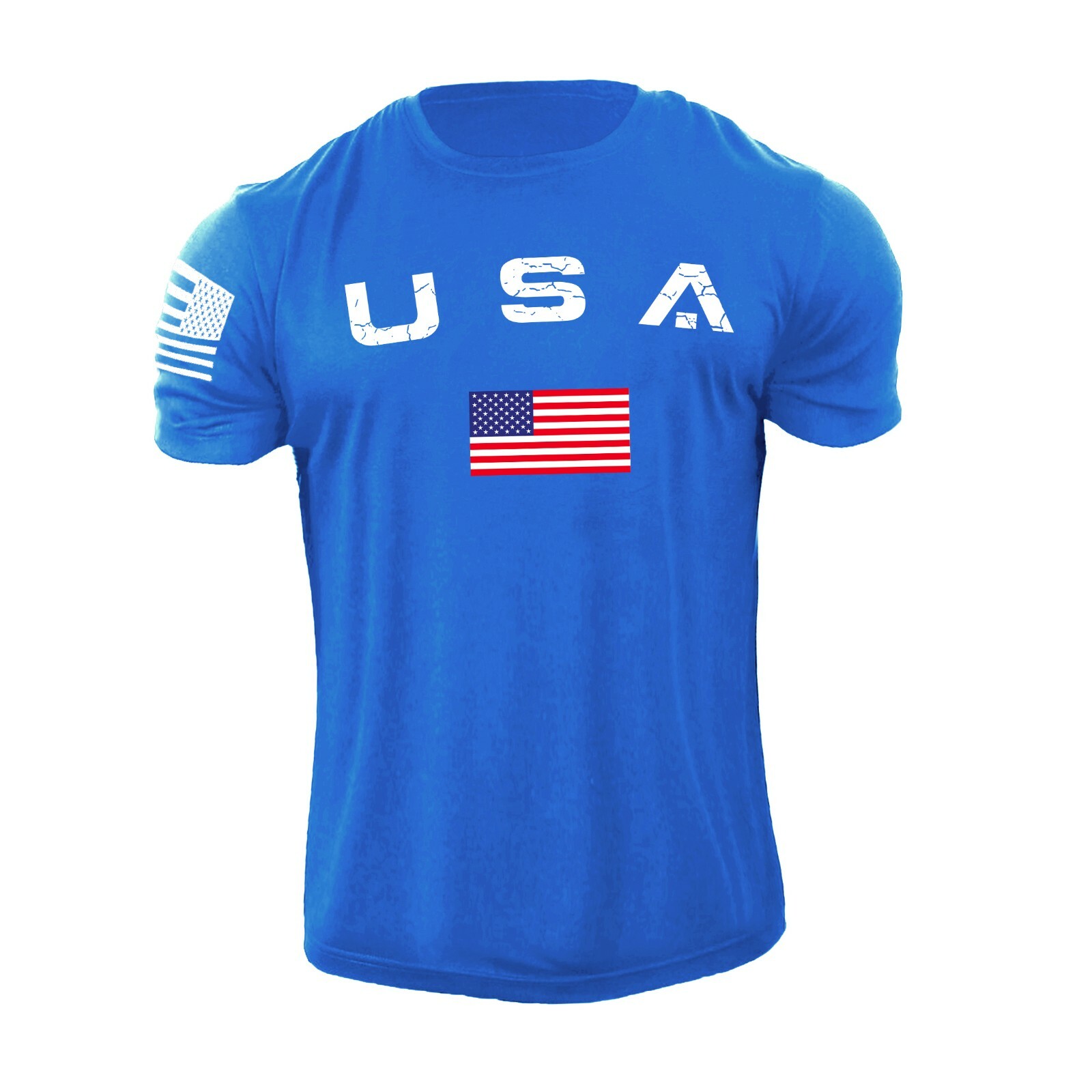 Men's Casual USA Flag T-Shirt Breathable Light 100% Cotton T-Shirt Size L-6XL US gallery