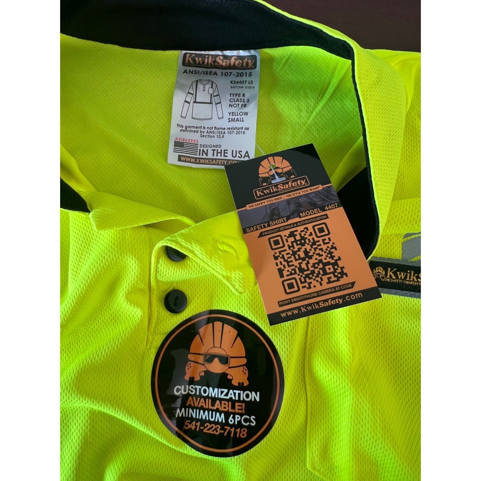 KwikSafety KS4407 LS Small Hi Vis Safety Shirt Long Sleeve ANSI Class 2 Yellow gallery
