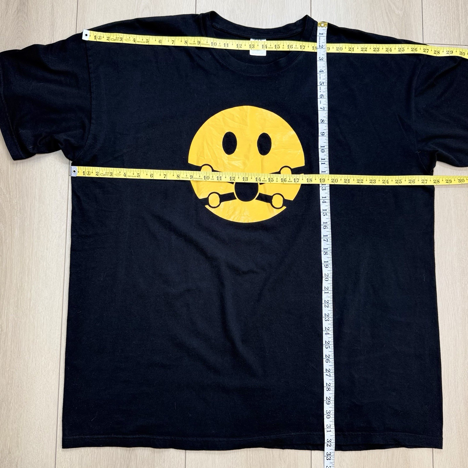 B&C Collection Mens 4XL Black Graphic Tee Yellow Smile Face Streetwear Punk Cool gallery