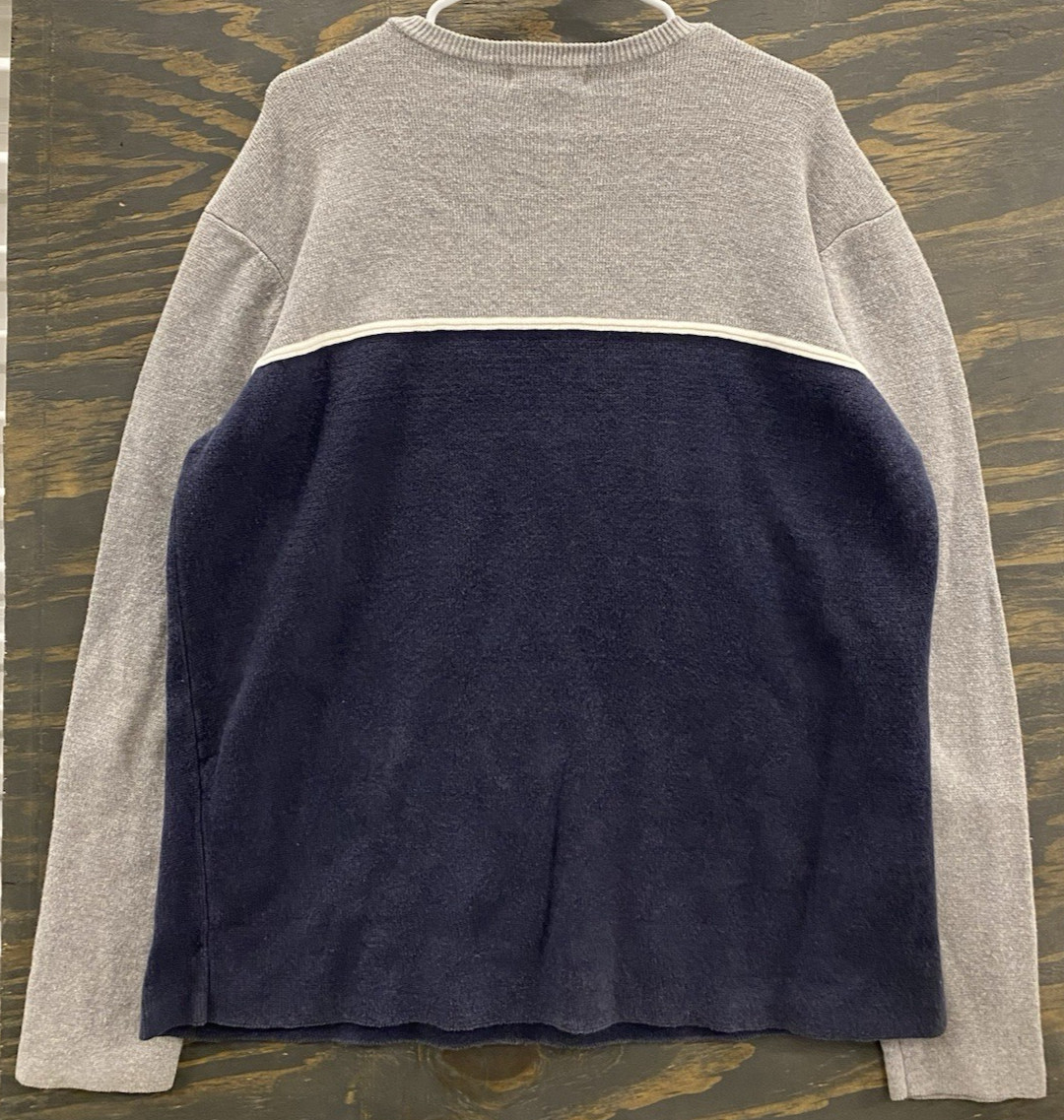 Vintage Y2K Old Navy Men’s XL Colorblock Crewneck Sweater Gray Navy Heavyweight gallery