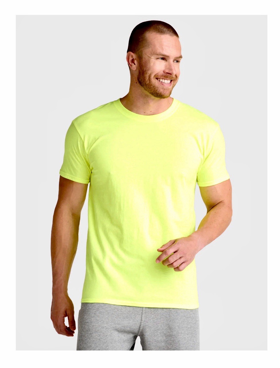 ATHLETIC WORKS Men’s 3XL (54-56) Cotton Active Tee Short Sleeve • Acid Yellow