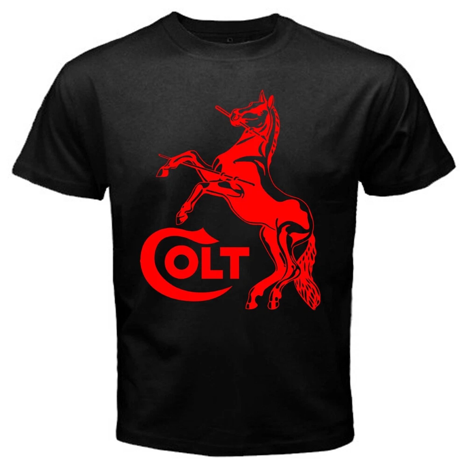 Colt Horse Guns Firearms Vintage Graphic Tee Mens Black Cotton T-Shirt gallery