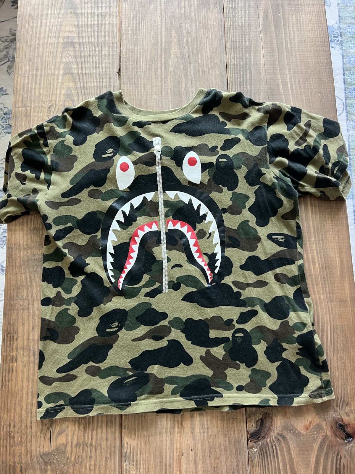 BAPE A Bathing Ape 1st Camo Shark Mouth Zipper Shirt Green Camo Medium Authentic gallery