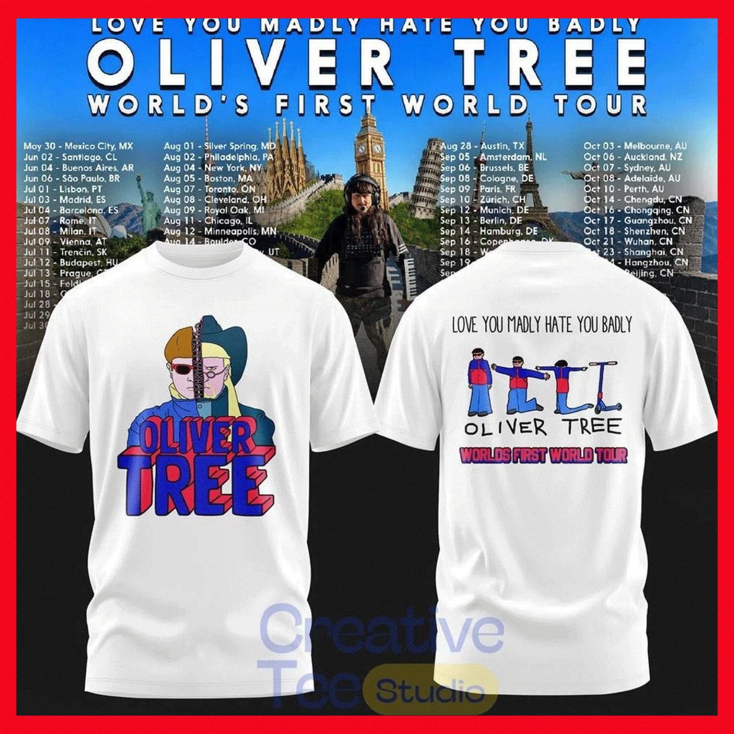 HOT ITEM!!! Oliver Tree Love You Madly Hate You Badly World Tour Tee Shirt gallery