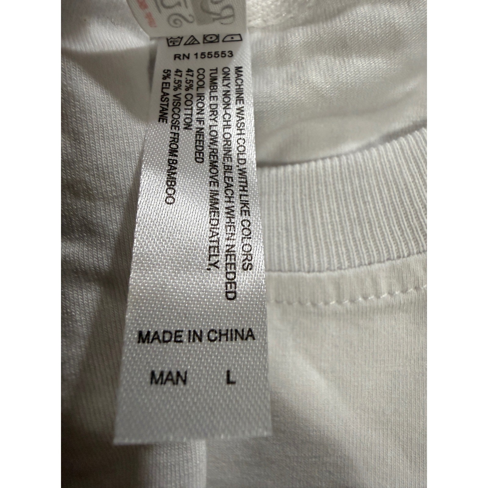 White Bamboo Cotton Blend Short Sleeve Crewneck T-Shirt Mens Large UPF 50+ gallery