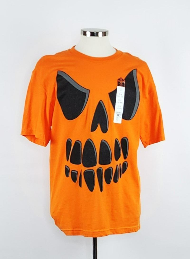 Halloween Tee Orange Jack-O-Lantern T-Shirt Men's Size Large New gallery