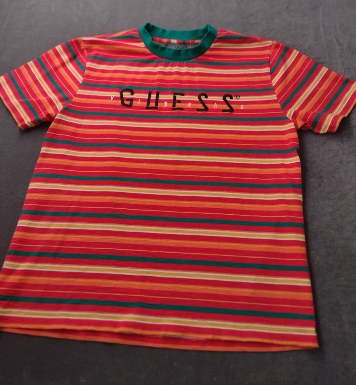 GUESS x JBalvin Vibras Tour XL Striped Tee Streetwear Embroidered Logo Front
