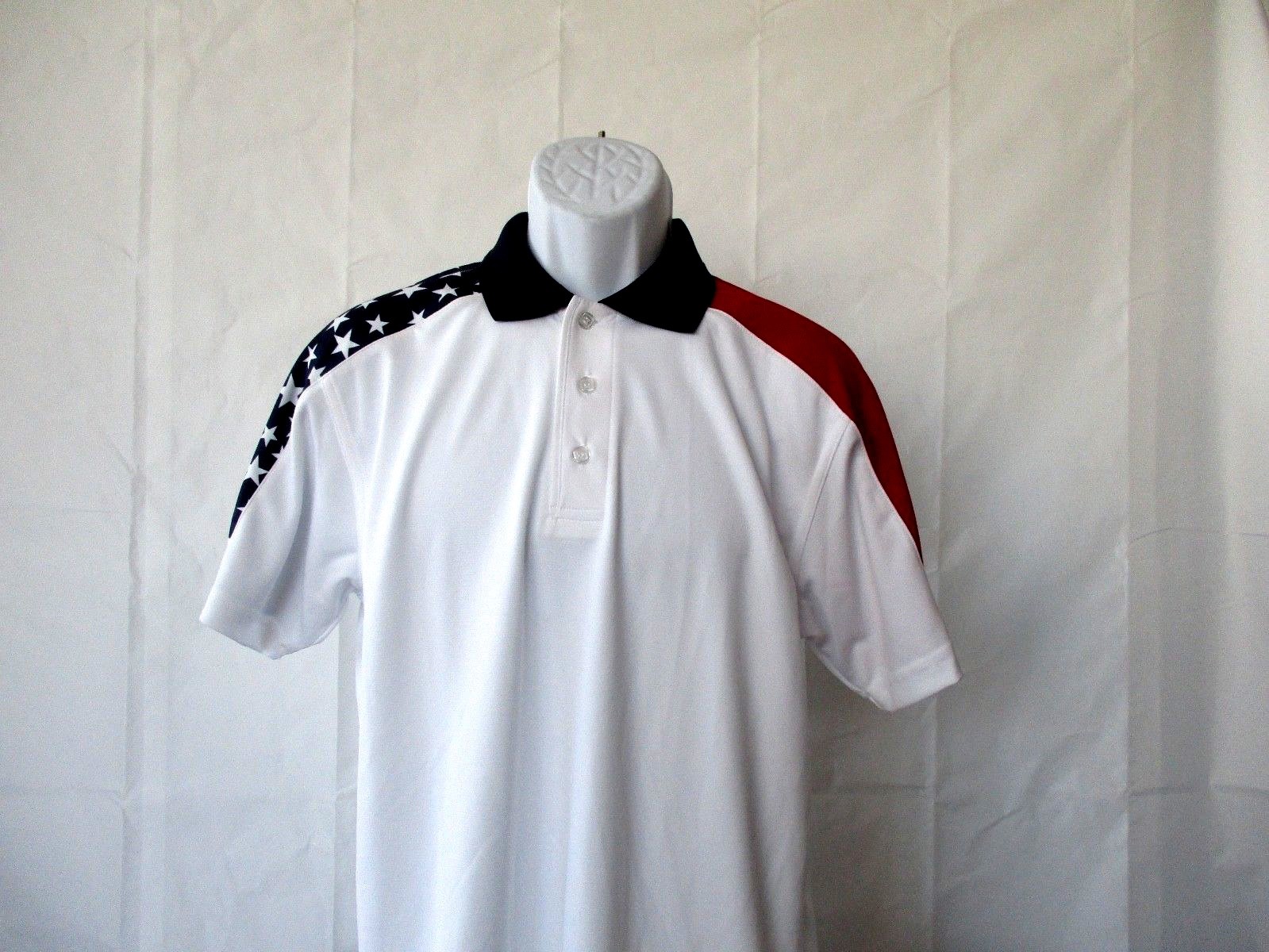American Flag Polo Golf Premium Shirt - Stars & Stripes - Men’s Sizes S-3XL New gallery