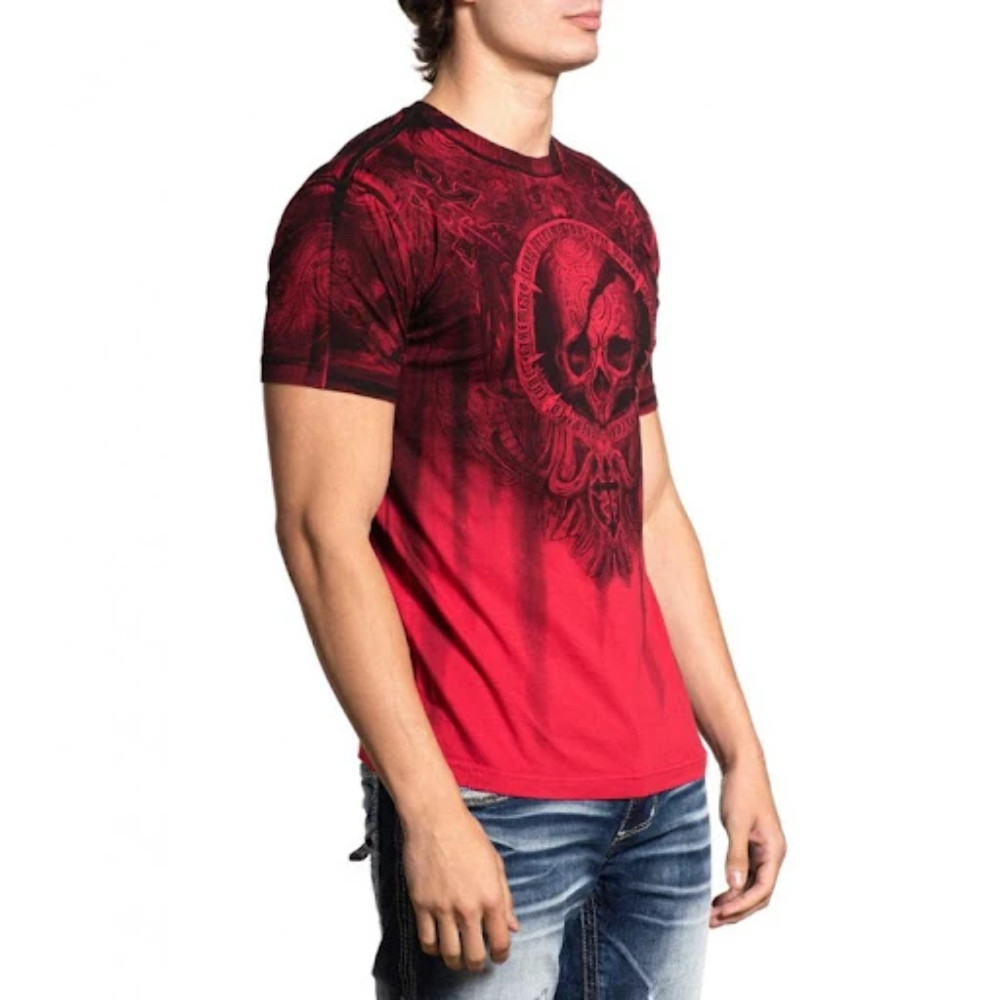 Xtreme Couture Affliction Men's T-Shirt SHADOW WALKER Red Biker Skull S-5XL gallery